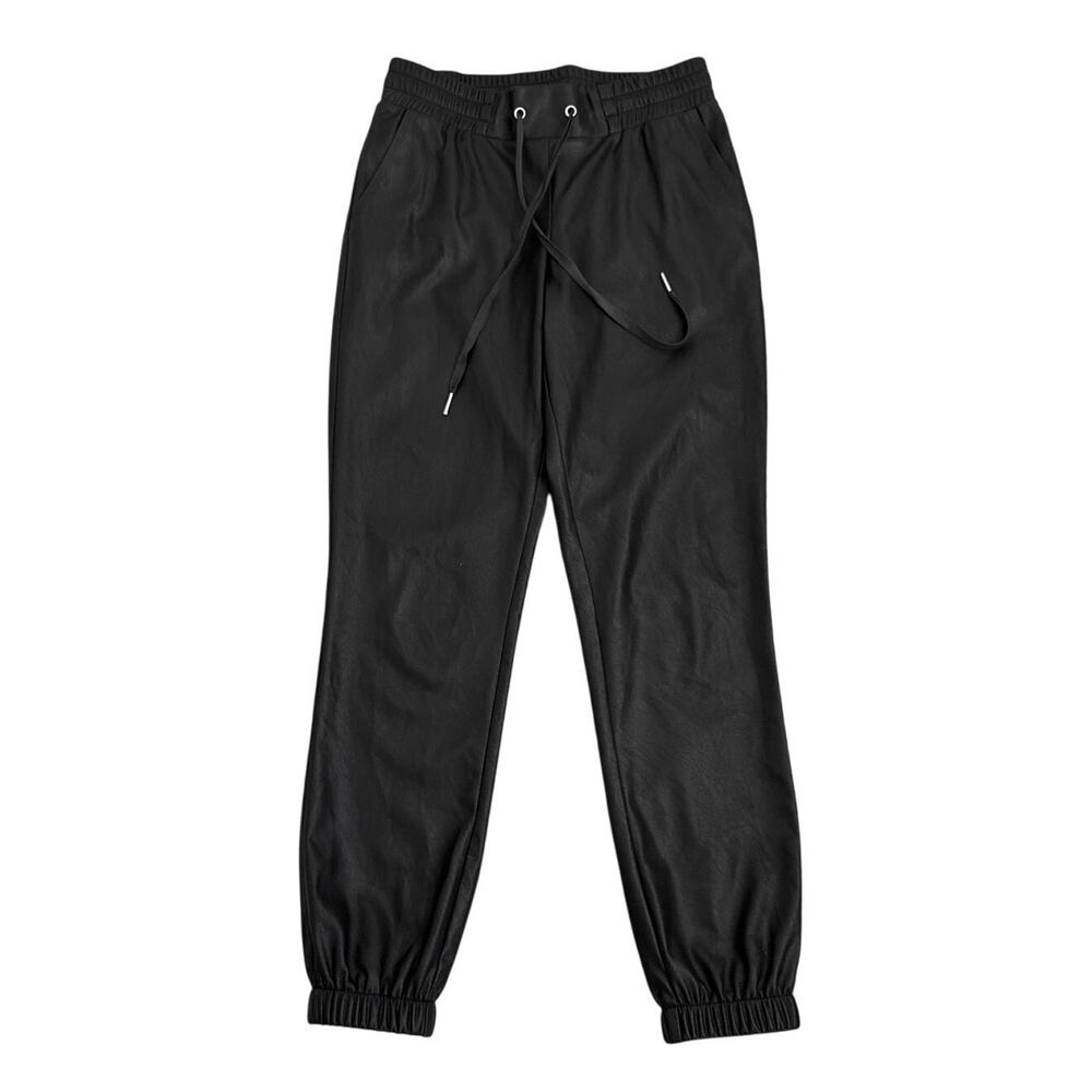 n:PHILANTHROPY Black Vegan Leather Edgy Casual Jogger Pants Size Women's XS